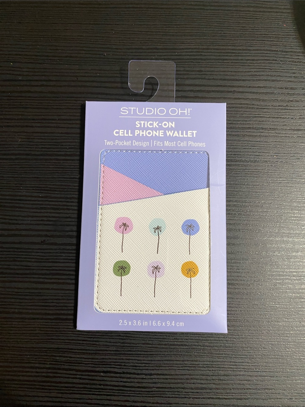 Studio Oh! Stick-On Cell Phone Wallet – Pastel Palm Dot Design